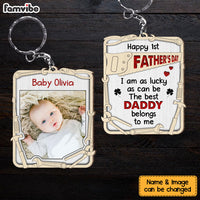 Personalized Gift for New Dad Wood Keychain 25284 thumb 1