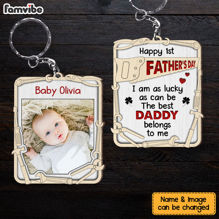 Personalized Gift for New Dad Wood Keychain 25284 1
