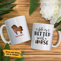 Personalized Horse Life Better Mug DB81 81O53 thumb 1