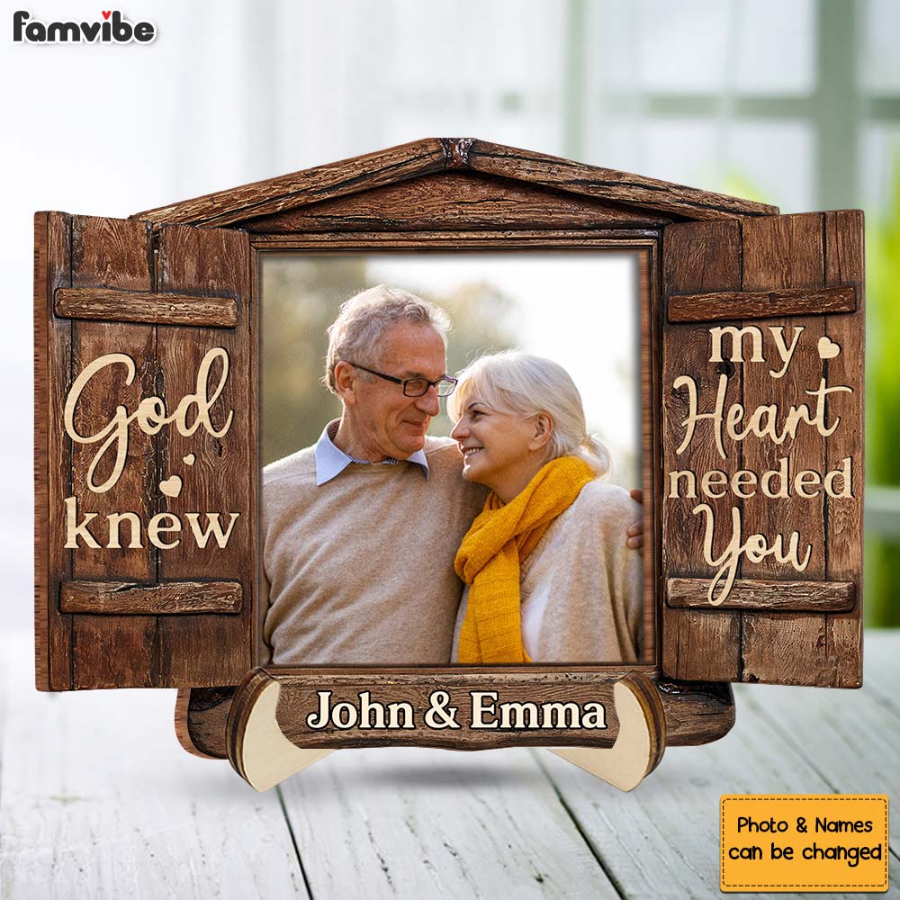 Personalized Gift For Couple God Knew My Heart Needed You 2 Layered Wooden Plaque 31676 Primary Mockup