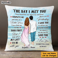 Personalized Couple Beach The Day I Met You Pillow DB282 30O47 thumb 1