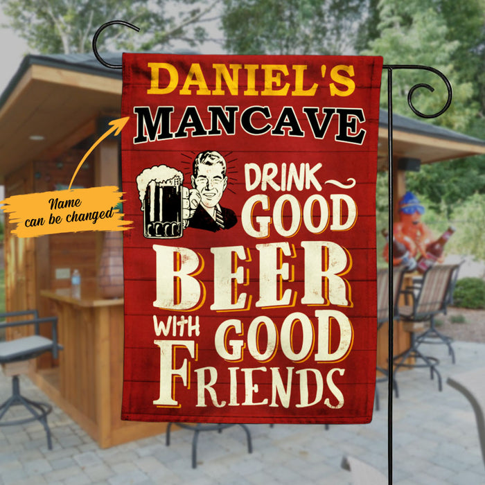 Personalized Man Cave Home Bar Good Beer Good Friend Flag AG121 95O58 1