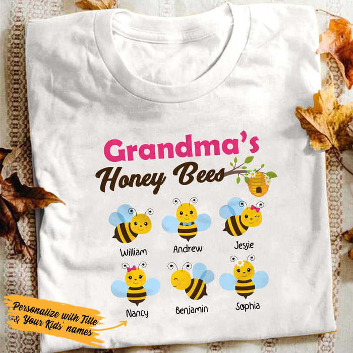 Personalized Grandma Honey Bees  White T Shirt JN175 85O53 1
