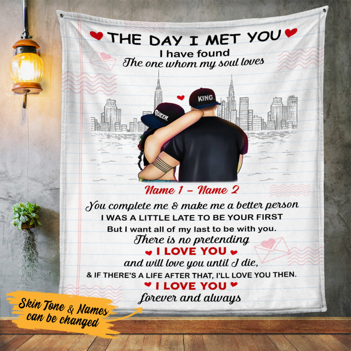 Personalized Couple The Day I Met You Blanket FB23 26O53 1