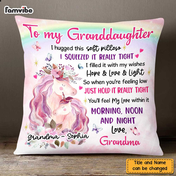 Personalized Unicorn To Granddaughter Hug This Pillow AG311 58O47 1