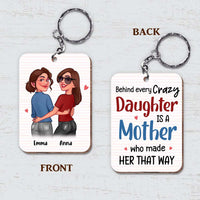 Personalized Gift for Mother's Day Behind A Crazy Daughter Wood Keychain 24750 thumb 1