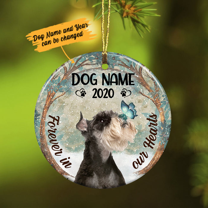 Personalized Forever In Our Hearts Schnauzer Dog Memorial  Ornament OB201 73O36 1