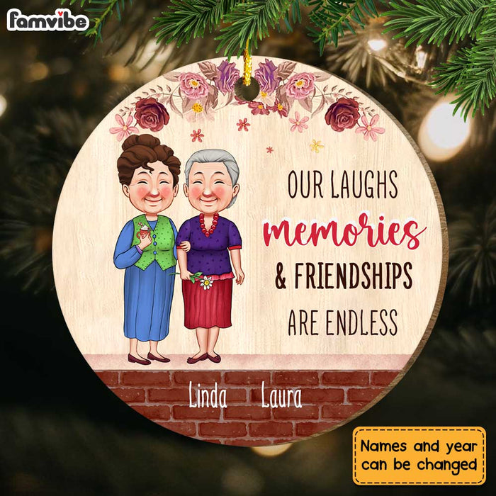 Personalized Christmas Gift For Friends Friendships Are Endless Circle Ornament 30457 1