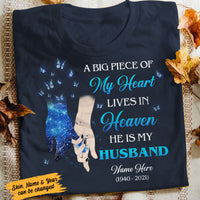 Personalized Widow Memorial Husband My Heart In Heaven T Shirt MR243 65O58 thumb 1