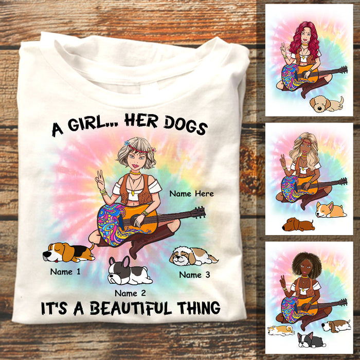 Personalized Dog Hippie Girl Beautiful Things T Shirt JN242 95O58 1