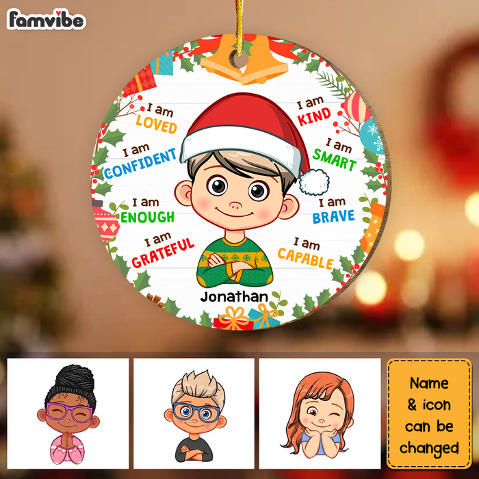 Personalized Christmas Gift For Grandson I Am Kind Wreaths Circle Ornament 30192 1