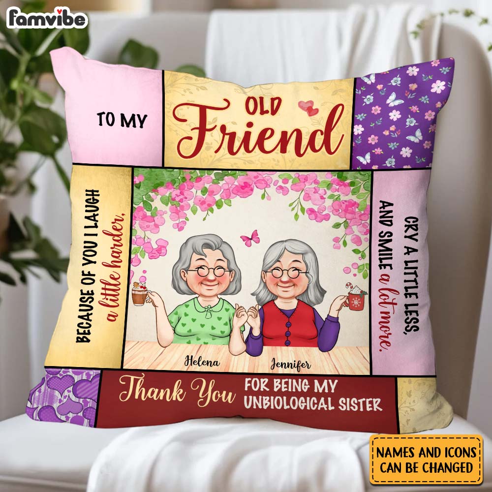 Personalized Friend Gift Thank You For Being My Unbiological Sister Pillow 31330 Primary Mockup
