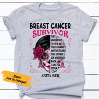 Personalized Skull Girl Breast Cancer T Shirt AG253 85O36 thumb 1