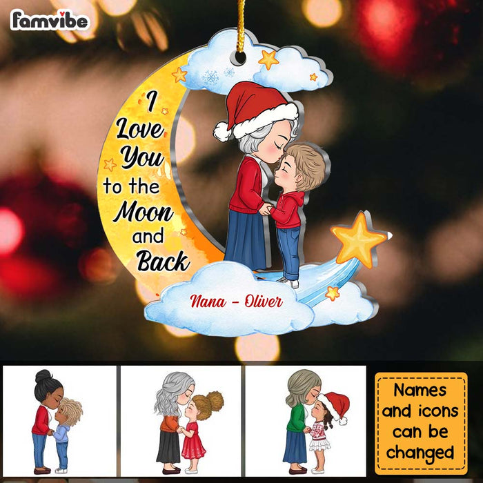 Personalized Christmas Gift For Grandson Love To The Moon And Back Ornament 30528 1
