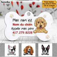Personalized Chien Appelez Ma Mère French Dog Call My Mom Bone Pet Tag AP93 67O58 thumb 1