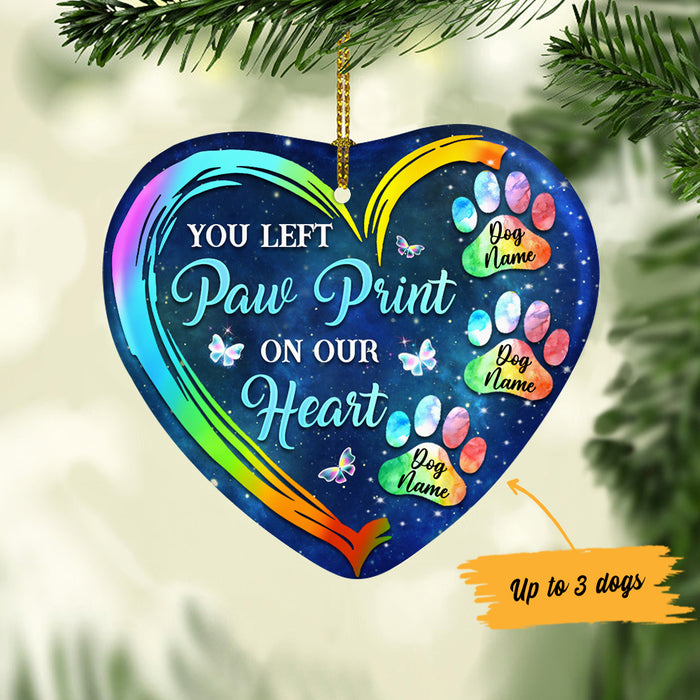 Personalized You Left Paw Prints on My Heart Dog Memorial  Ornament  Heart Ornament NB111 67O36 1