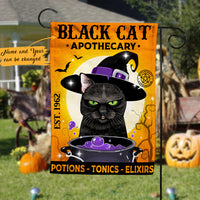 Personalized Black Cat Apothecary Halloween Flag AG173 95O47 thumb 1