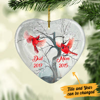 Personalized Cardinal Memorial Mom Dad Heart Ornament NB183 87O36 thumb 1