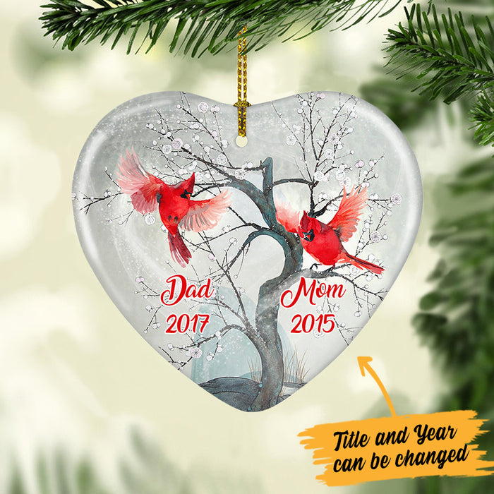 Personalized Cardinal Memorial Mom Dad Heart Ornament NB183 87O36 1
