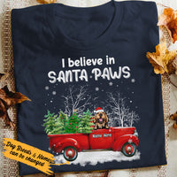 Personalized Dog Red Truck Santa Paws Christmas T Shirt NB245 87O53 thumb 1