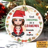 Personalized Gift First Christmas As A Grandma Circle Ornament 30401 thumb 1