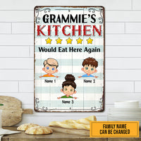 Personalized Grandma Kitchen Eat Here Again Metal Sign JL102 30O47 thumb 1