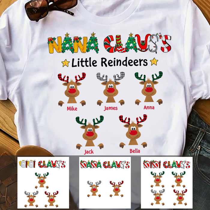 Personalized Grandma Nana Claus Little Reindeer T Shirt OB152 30O47 1