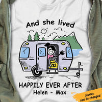 Personalized Camping Girl & Her Dog White T Shirt JN156 81O61 thumb 1