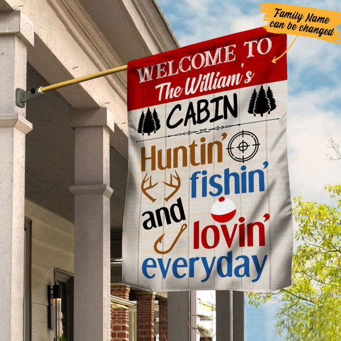 Personalized Forest Cabin Hunting Fishing Flag AG142 30O34 1
