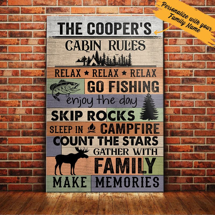 Personalized Cabin Rules Lakes Canvas JN131 87O61 1