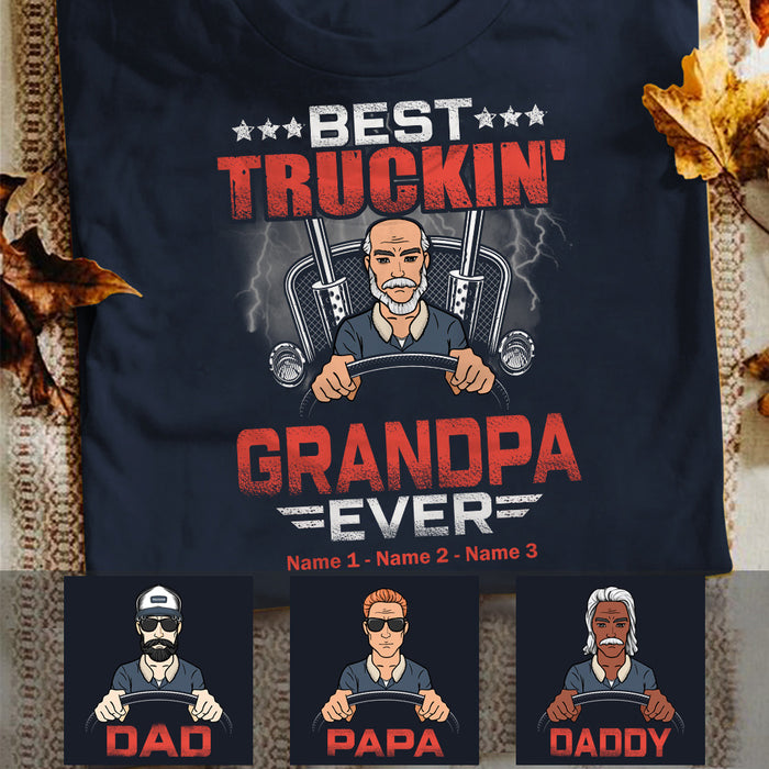 Personalized Dad Grandpa Best Trucker T Shirt MR223 95O53 1