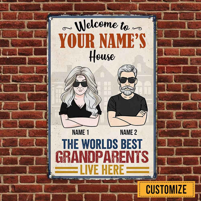 Personalized Grandpa Grandma Live Here Metal Sign JL71 30O58 1