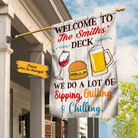 Personalized Deck Family Sipping Grilling Chilling Flag AG124 30O65 thumb 1