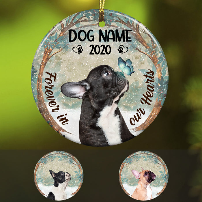 Personalized Forever In Our Hearts French Bull Dog Memorial Ornament OB192 73O36