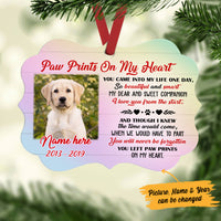 Personalized Dog Cat Loss Memorial Left Paw Prints On My Heart Benelux Ornament NB201 87O36 thumb 1