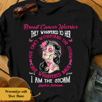 Personalized Skull Girl Breast Cancer They Whispered T Shirt AG252 30O58 thumb 1
