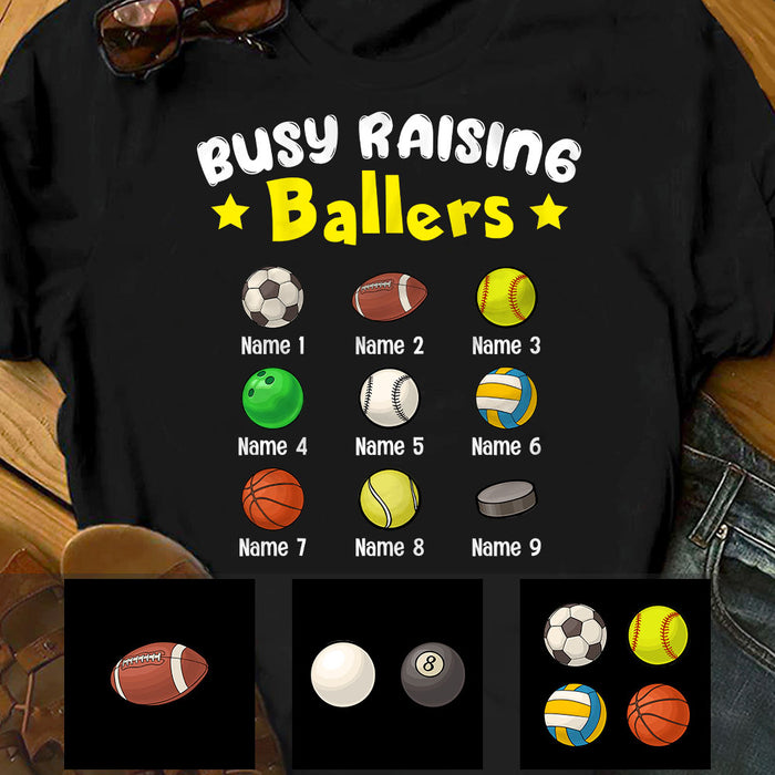 Personalized Mom Sports Busy Raising Ballers T Shirt FB205 81O53 1