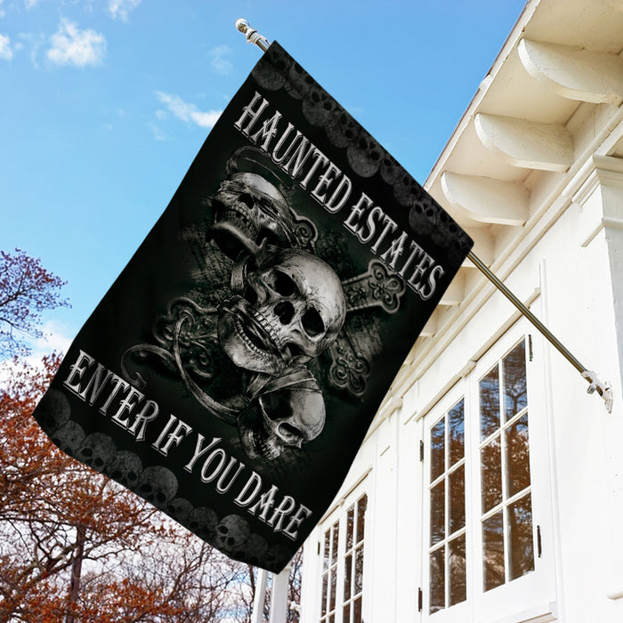 Skull Haunted Estates Halloween Flag JL153 81O36 1