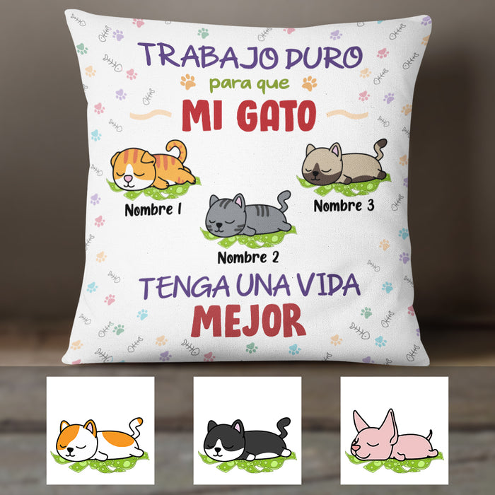 Personalized I Work Hard So My Cat Gato Spanish Pillow AP164 30O36 (Insert Included) 1
