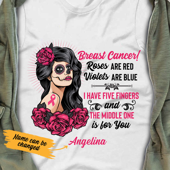 Personalized Picked A Fight Skull Girl Breast Cancer T Shirt AG252 29O53 1