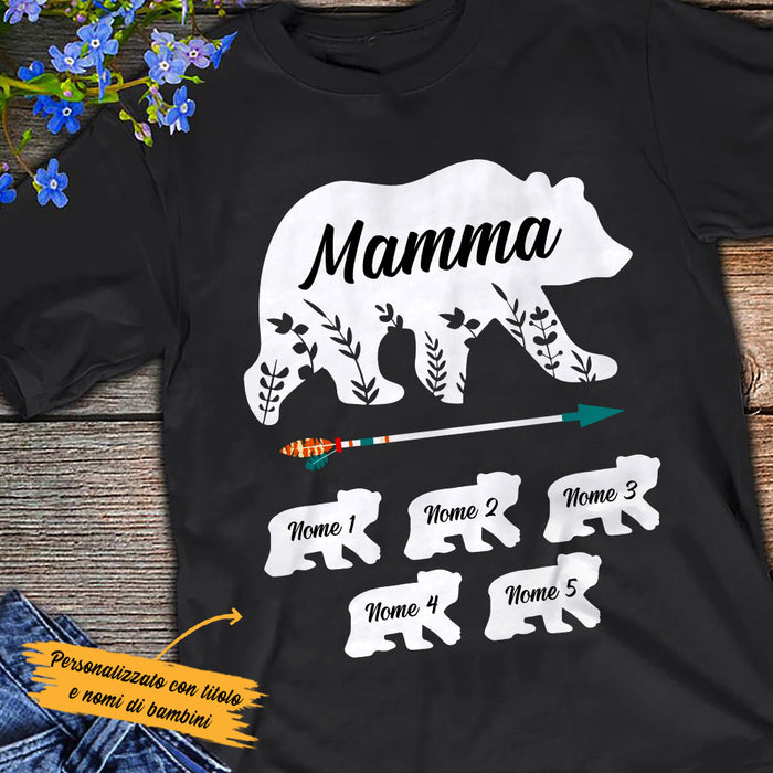 Personalized Grandma Mom Mamma Nonna Bear Italian T Shirt AP85 30O53 1