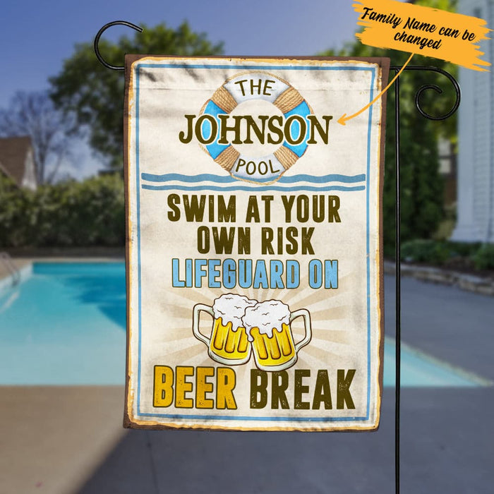 Personalized Pool Lifeguard On Break Garden Flag JN241 81O34 1