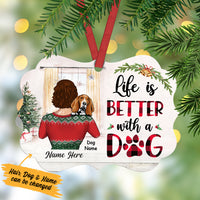 Personalized Dog Mom Life is Better Christmas MDF Ornament NB71 95O57 thumb 1