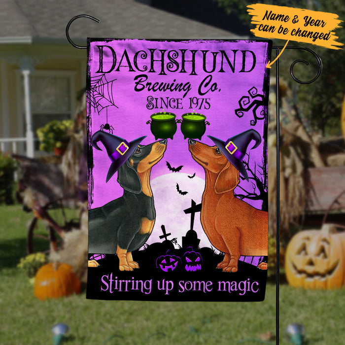 Personalized Dachshund Dog Brewing Company Halloween Flag AG171 87O34 1