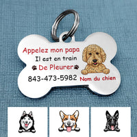 Personalized Dog Lost French Chien Bone Pet Tag AP92 81O34 thumb 1