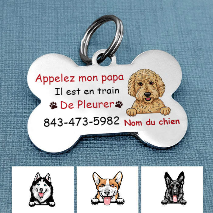 Personalized Dog Lost French Chien Bone Pet Tag AP92 81O34 1