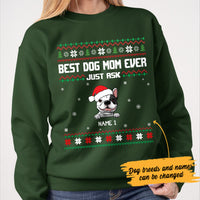 Personalized Best Dog Mom Ever Christmas Sweatshirt NB292 30O57 thumb 1