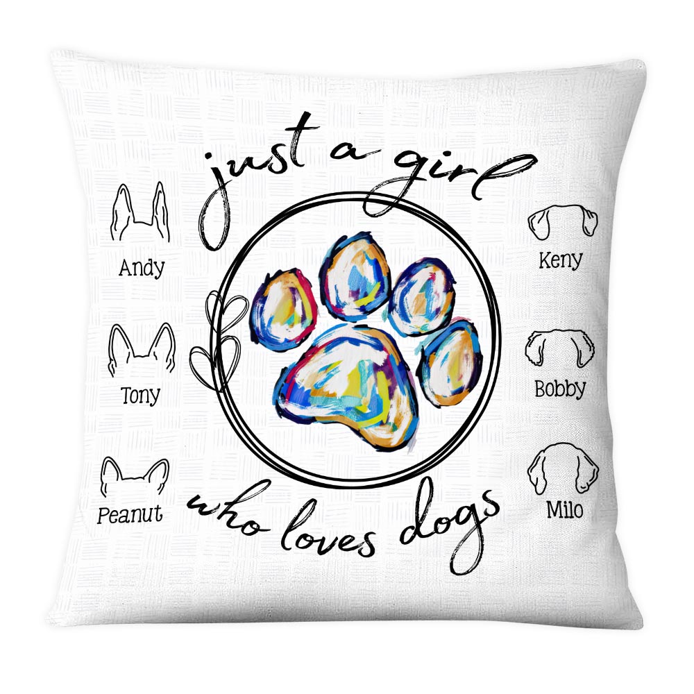 Personalized Gift For Dog Lover Just A Girl Who Loves Dogs Pillow 31512 Primary Mockup