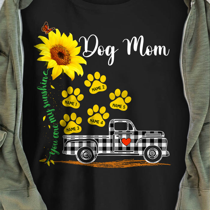 Personalized Sunflower Paw Dog Mom Grandma T Shirt AP51 65O57 1