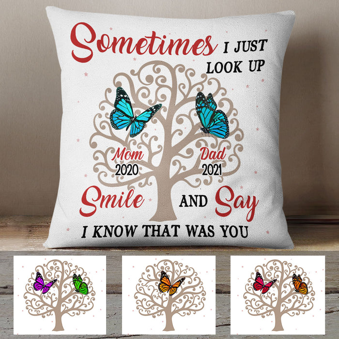 Personalized Memorial Butterflies Mom Dad Pillow MR154 67O60 (Insert Included) 1
